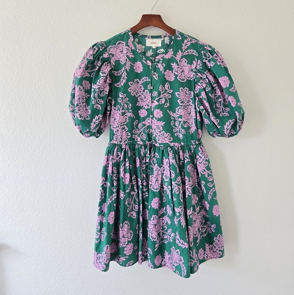 XiRENA Aurie 100% Cotton Puff Sleeve Mini Dress Pockets Size Medium New No Tag - Picture 4 of 16